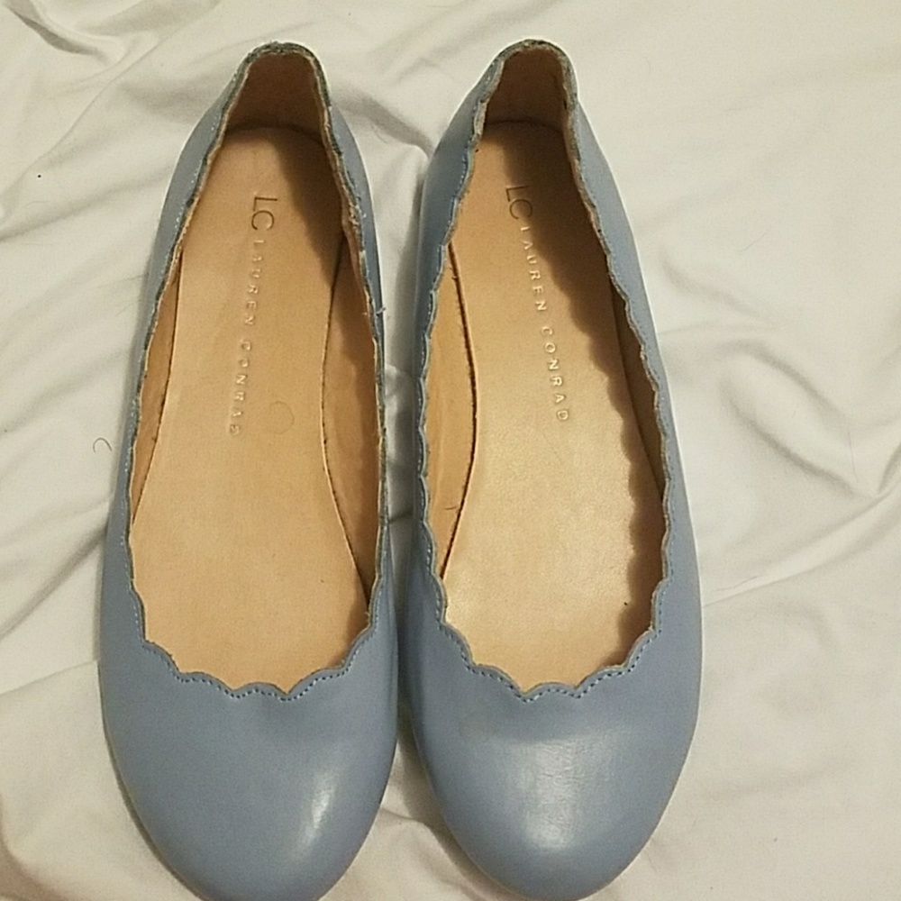Light Blue Scalloped Ballet Flats